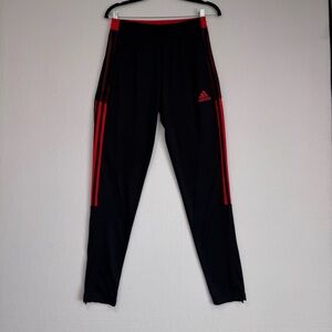 Adidas Youth Aeroready Black/Red Joggers with Red Stripes
